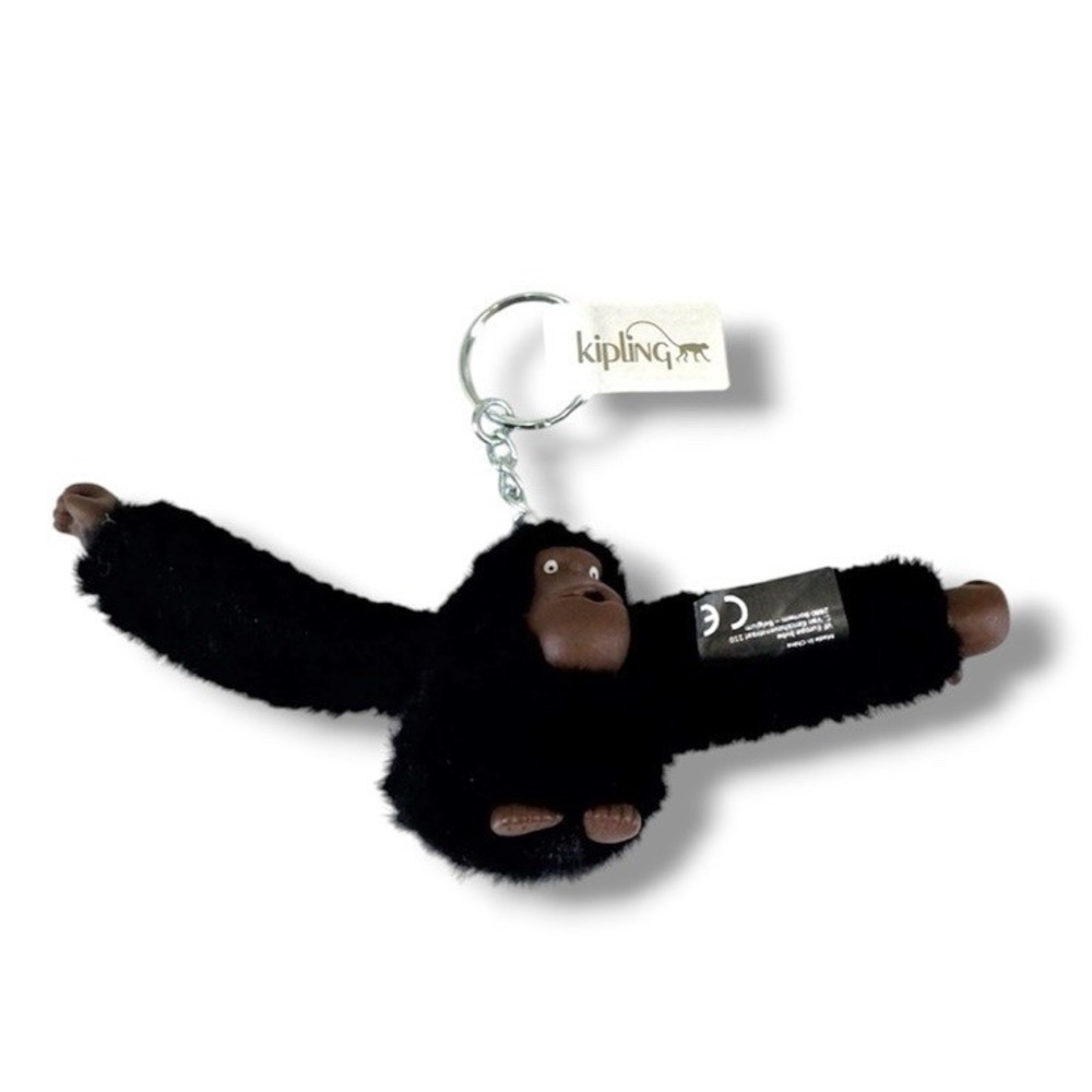 KIPLING Fuzzy Gorilla Monkey BAG CHARM/KEYCHAIN BLACK New with Tag Replacement